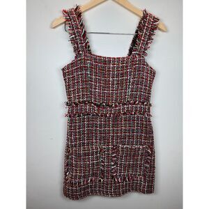 Olivaceous Women's Size S Red Multi Tweed Mini Dress Short Length NWT